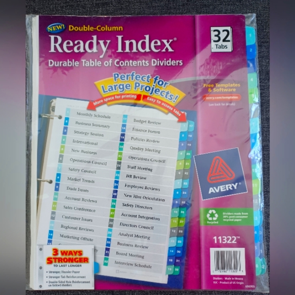 NWT Lot set of 3 Folder Dividers Index Tabs